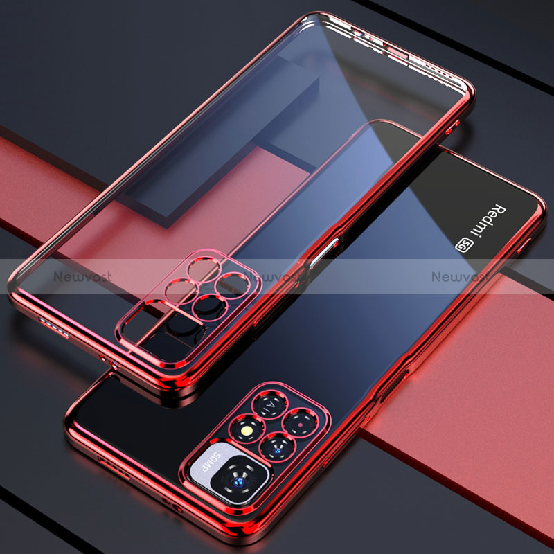 Ultra-thin Transparent TPU Soft Case Cover H02 for Xiaomi Redmi Note 11T 5G Red