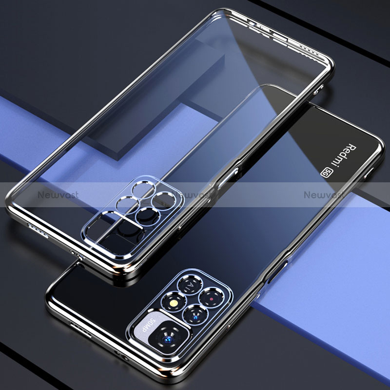 Ultra-thin Transparent TPU Soft Case Cover H02 for Xiaomi Redmi Note 11T 5G Silver