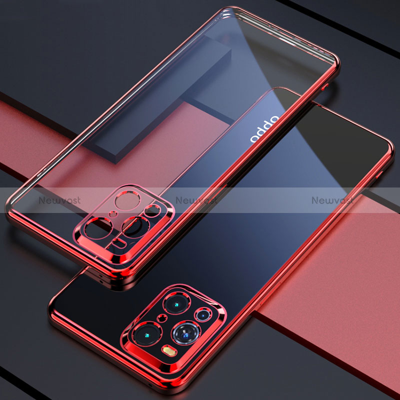 Ultra-thin Transparent TPU Soft Case Cover H03 for Oppo Find X3 5G Red