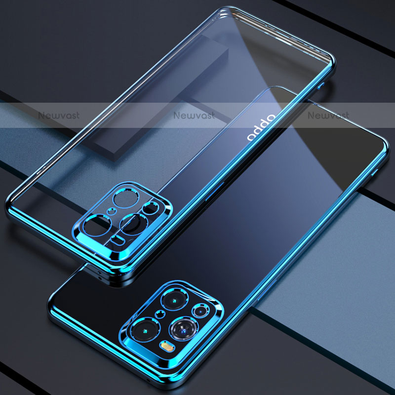 Ultra-thin Transparent TPU Soft Case Cover H03 for Oppo Find X3 Pro 5G Blue