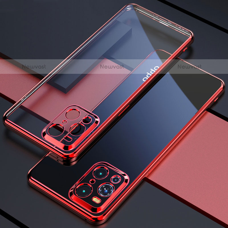 Ultra-thin Transparent TPU Soft Case Cover H03 for Oppo Find X3 Pro 5G Red