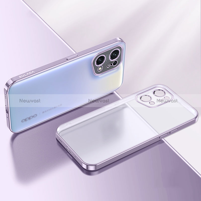 Ultra-thin Transparent TPU Soft Case Cover H03 for Oppo Find X5 5G Purple