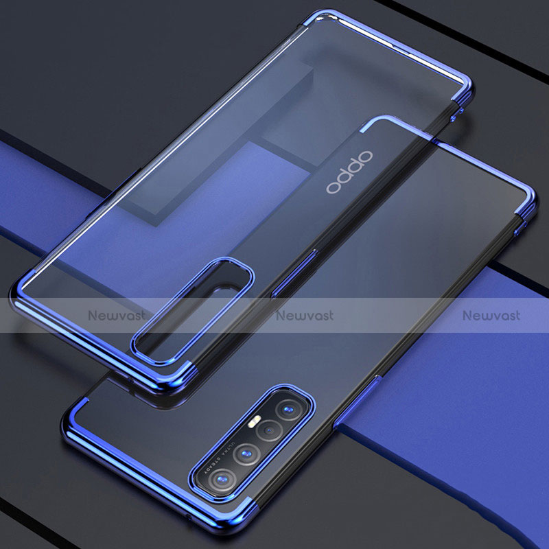 Ultra-thin Transparent TPU Soft Case Cover H03 for Oppo Reno3 Pro Blue