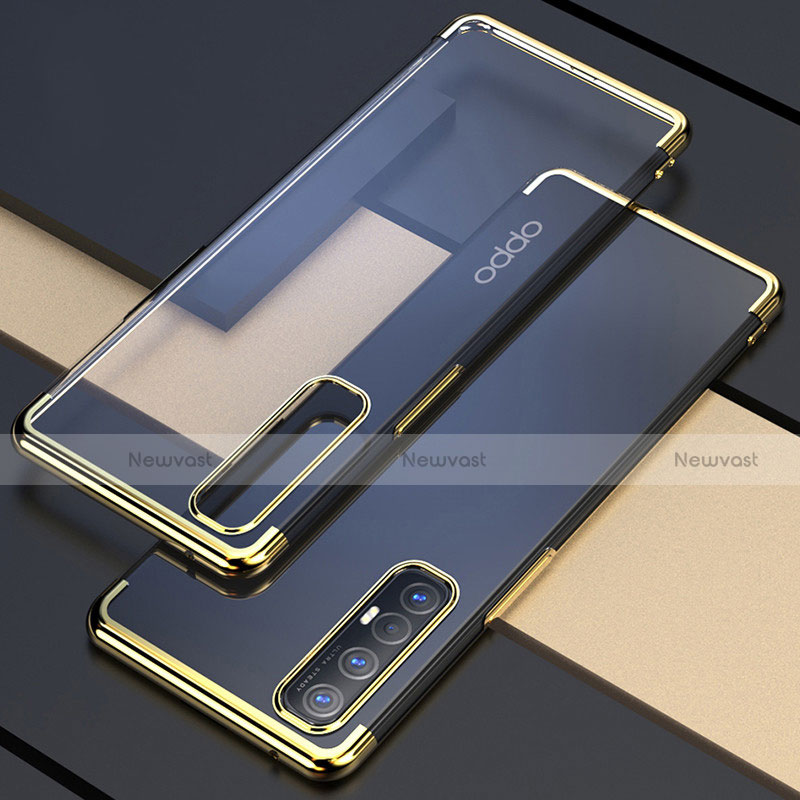 Ultra-thin Transparent TPU Soft Case Cover H03 for Oppo Reno3 Pro Gold