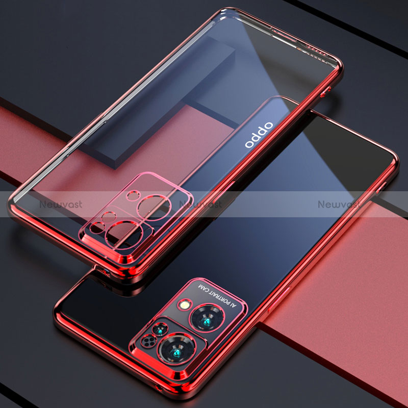 Ultra-thin Transparent TPU Soft Case Cover H03 for Oppo Reno7 Pro 5G Red