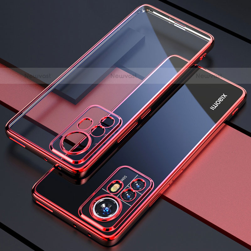 Ultra-thin Transparent TPU Soft Case Cover H03 for Xiaomi Mi 12 Pro 5G Red