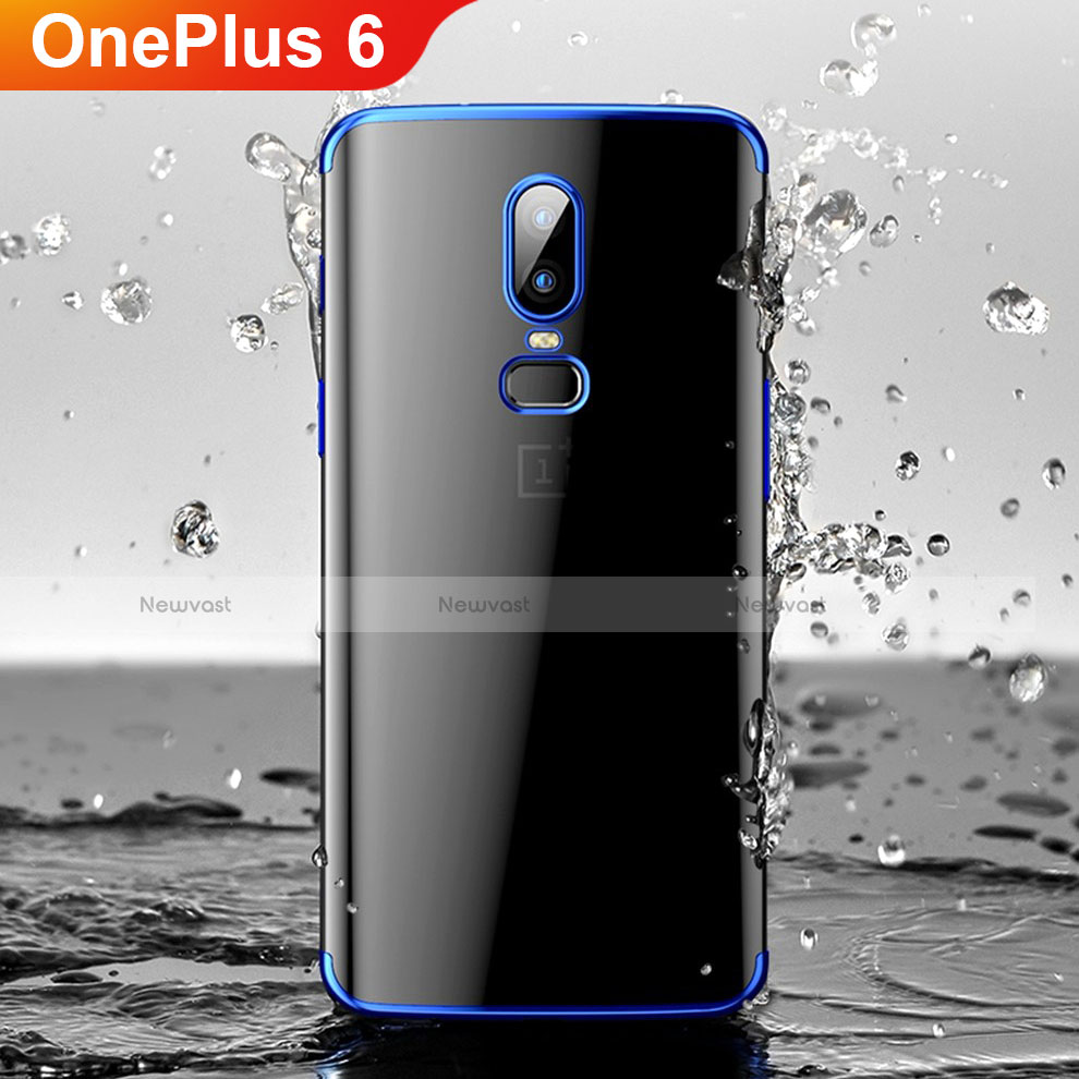 Ultra-thin Transparent TPU Soft Case Cover H04 for OnePlus 6 Blue