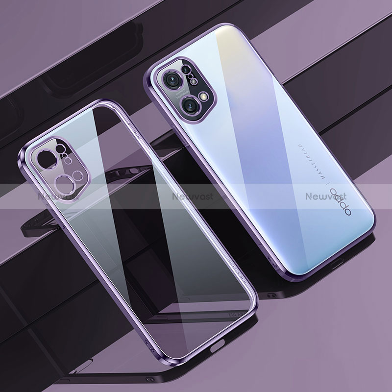 Ultra-thin Transparent TPU Soft Case Cover H04 for Oppo Find X5 5G Purple