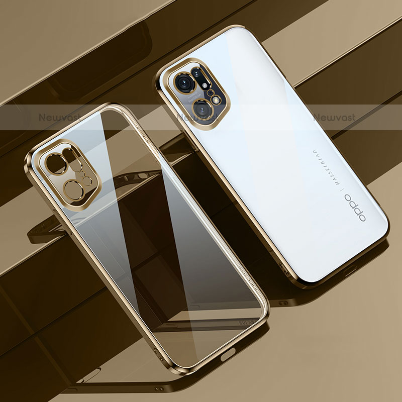 Ultra-thin Transparent TPU Soft Case Cover H04 for Oppo Find X5 Pro 5G Gold