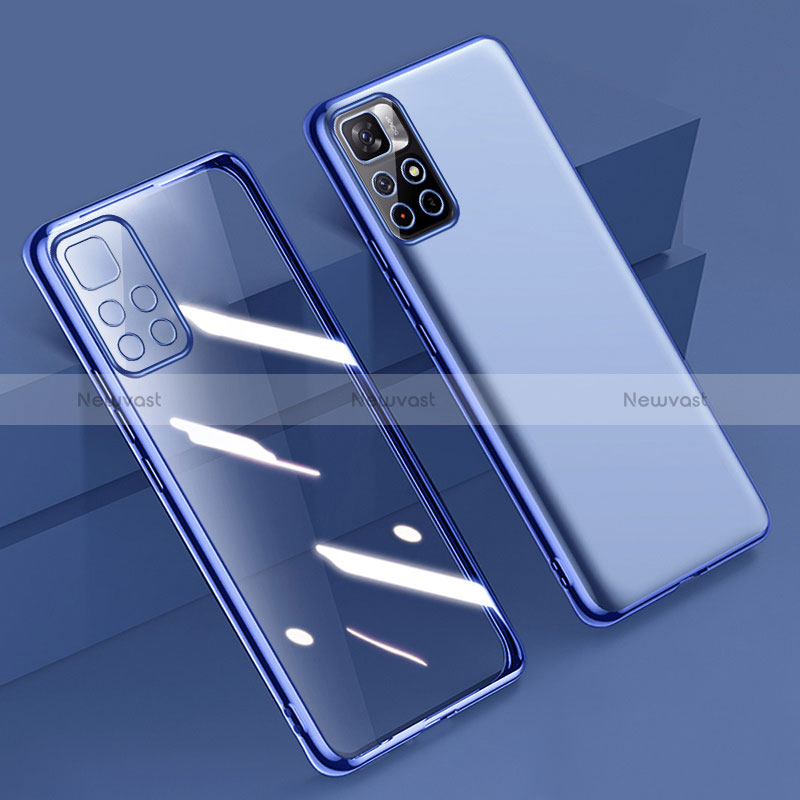 Ultra-thin Transparent TPU Soft Case Cover H04 for Xiaomi Redmi Note 11 5G Blue