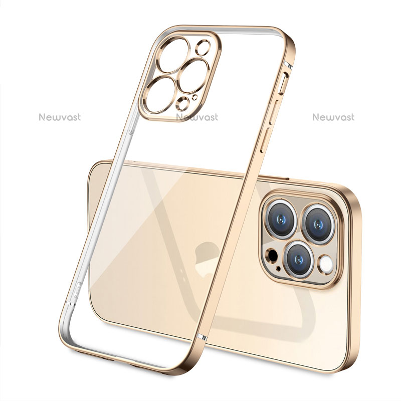 Ultra-thin Transparent TPU Soft Case Cover H05 for Apple iPhone 15 Pro Gold