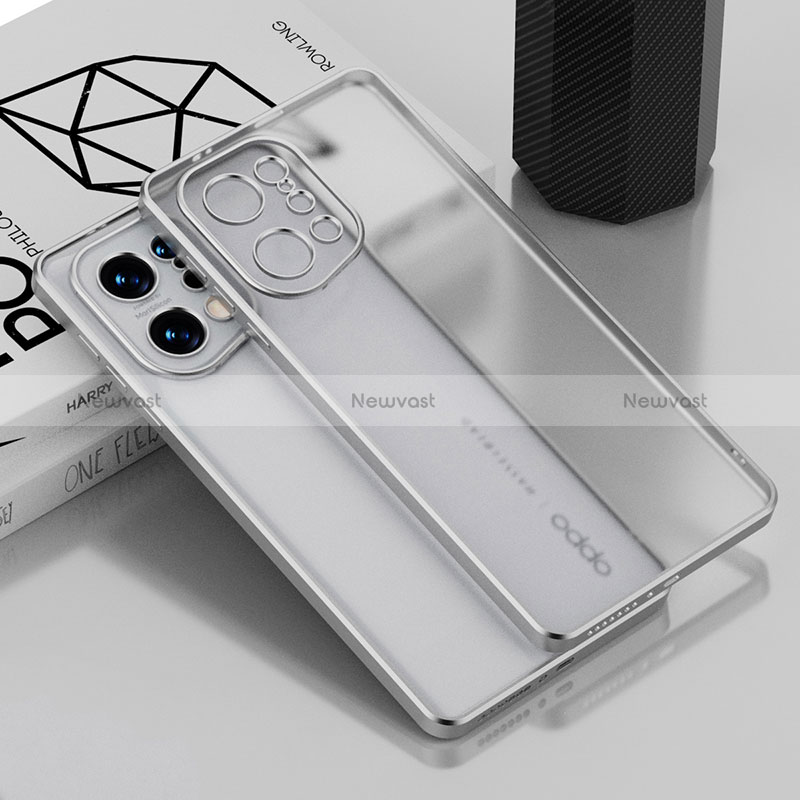 Ultra-thin Transparent TPU Soft Case Cover H05 for Oppo Find X5 5G Silver