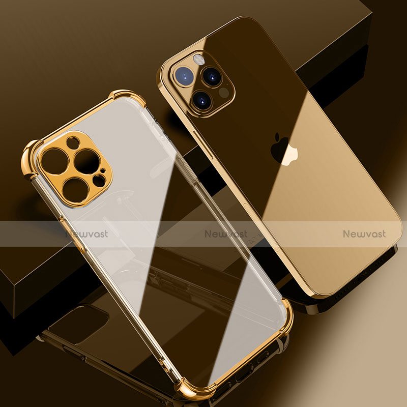 Ultra-thin Transparent TPU Soft Case Cover H06 for Apple iPhone 13 Pro Gold