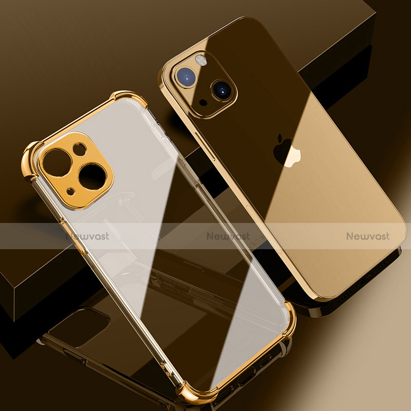 Ultra-thin Transparent TPU Soft Case Cover H06 for Apple iPhone 14 Plus Gold