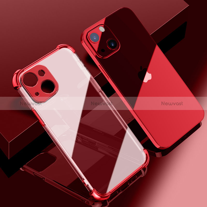 Ultra-thin Transparent TPU Soft Case Cover H06 for Apple iPhone 15 Plus Red