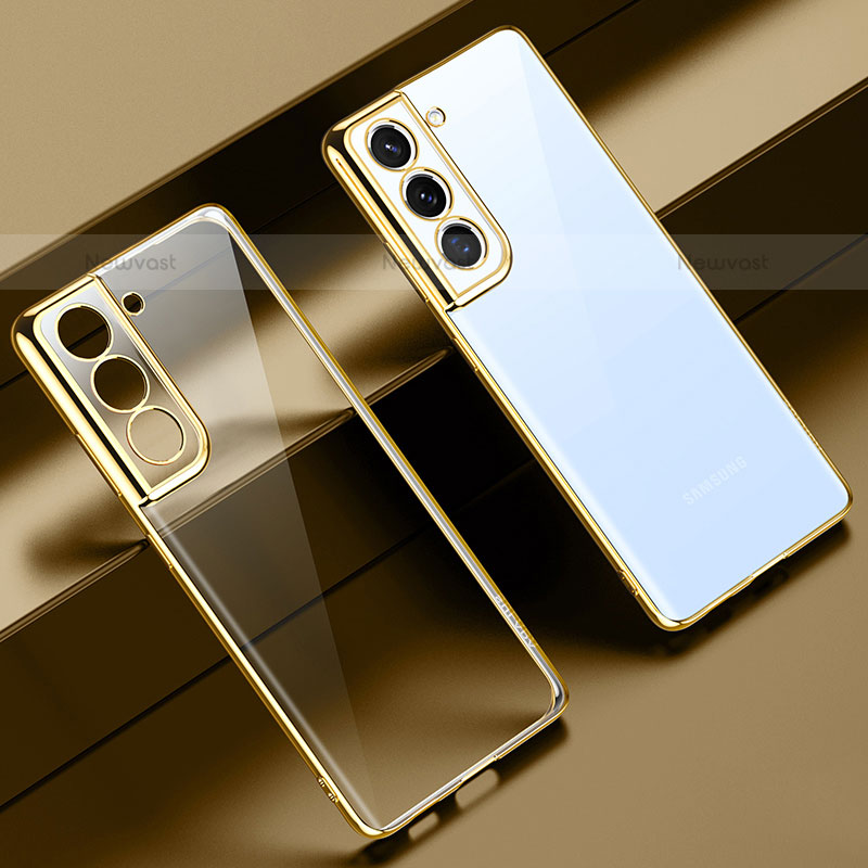 Ultra-thin Transparent TPU Soft Case Cover H08 for Samsung Galaxy S21 FE 5G Gold