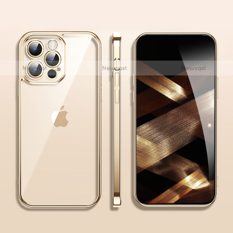 Ultra-thin Transparent TPU Soft Case Cover H09 for Apple iPhone 16 Pro Max Gold