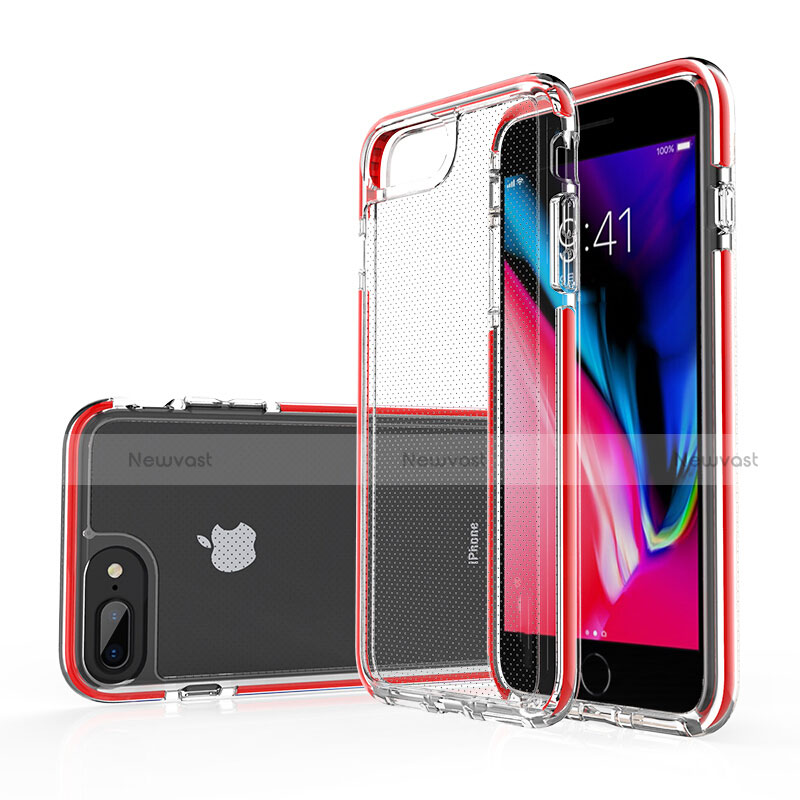 Ultra-thin Transparent TPU Soft Case Cover HT01 for Apple iPhone 7 Plus Red