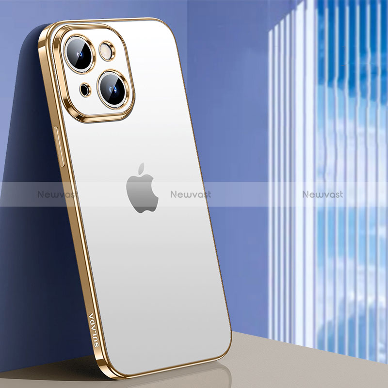 Ultra-thin Transparent TPU Soft Case Cover LD1 for Apple iPhone 14 Plus Gold