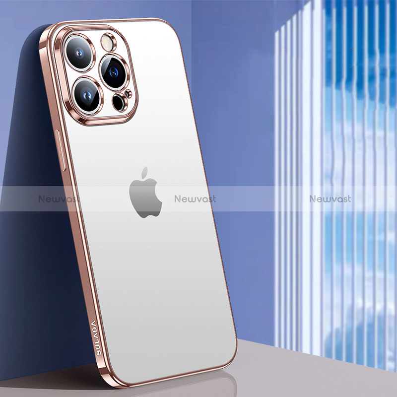 Ultra-thin Transparent TPU Soft Case Cover LD1 for Apple iPhone 14 Pro Rose Gold