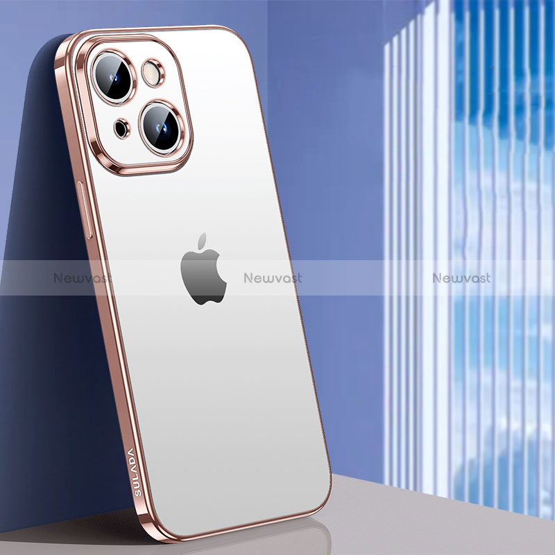 Ultra-thin Transparent TPU Soft Case Cover LD1 for Apple iPhone 14 Rose Gold