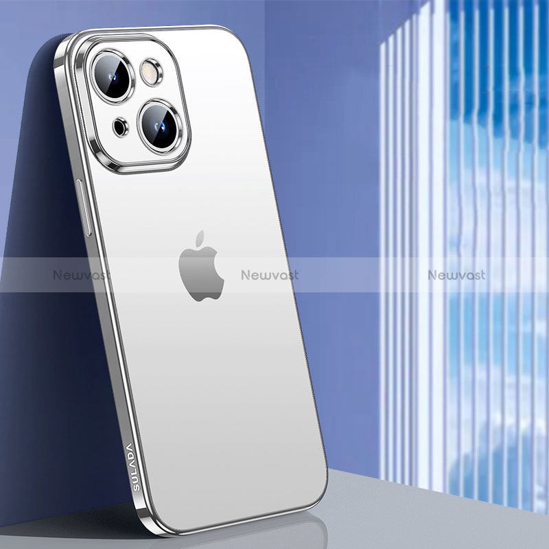 Ultra-thin Transparent TPU Soft Case Cover LD1 for Apple iPhone 15 Plus Silver