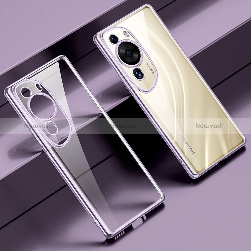 Ultra-thin Transparent TPU Soft Case Cover LD1 for Huawei P60 Art Purple