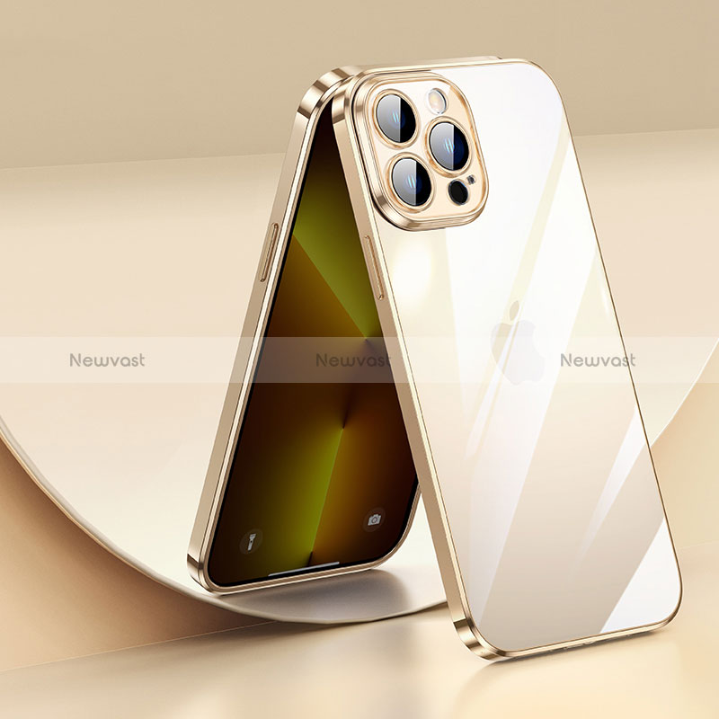 Ultra-thin Transparent TPU Soft Case Cover LD2 for Apple iPhone 13 Pro Gold