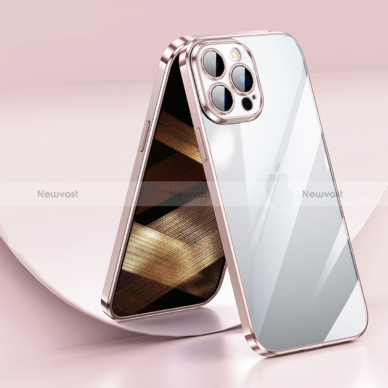 Ultra-thin Transparent TPU Soft Case Cover LD2 for Apple iPhone 14 Pro Max Rose Gold