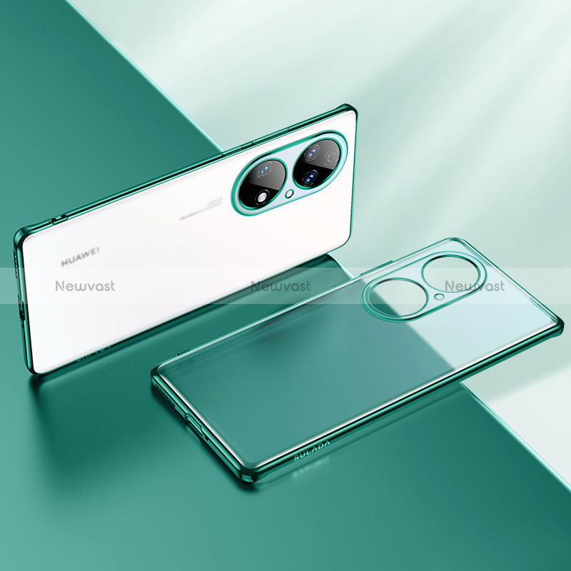 Ultra-thin Transparent TPU Soft Case Cover LD2 for Huawei P50 Pro Green