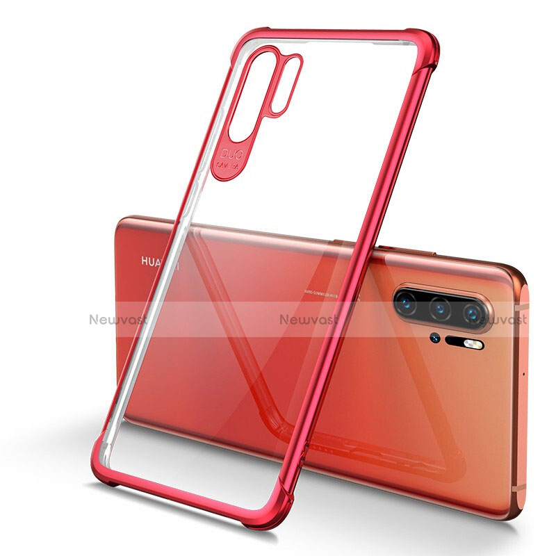 Ultra-thin Transparent TPU Soft Case Cover S01 for Huawei P30 Pro New Edition Red