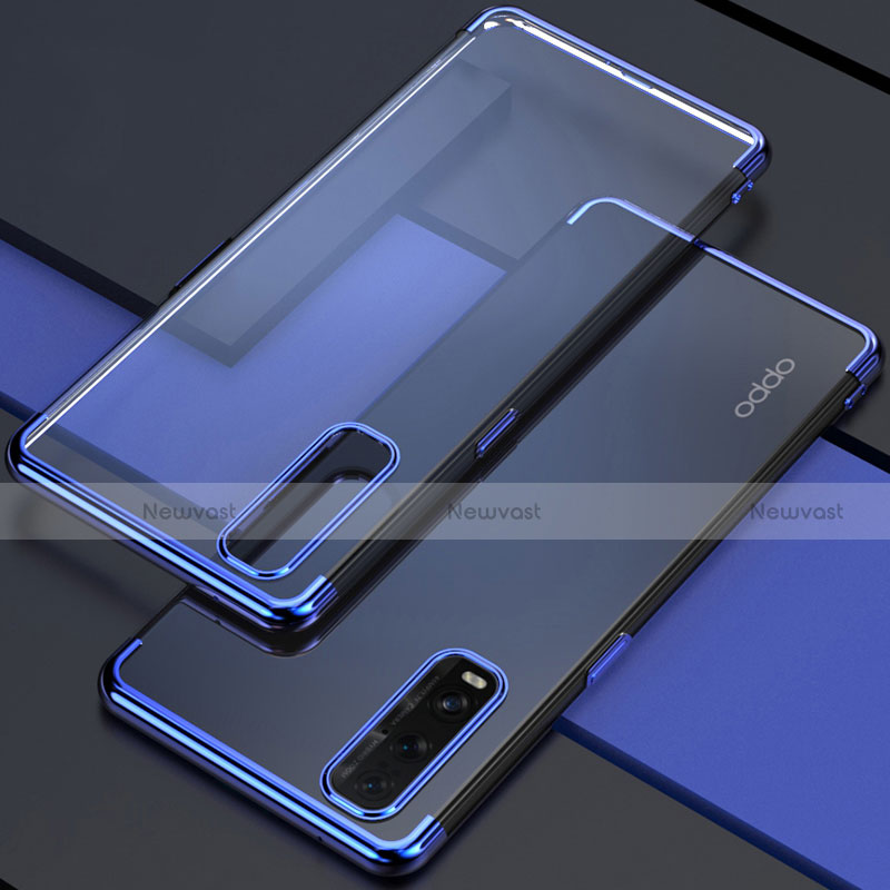 Ultra-thin Transparent TPU Soft Case Cover S01 for Oppo Find X2 Blue