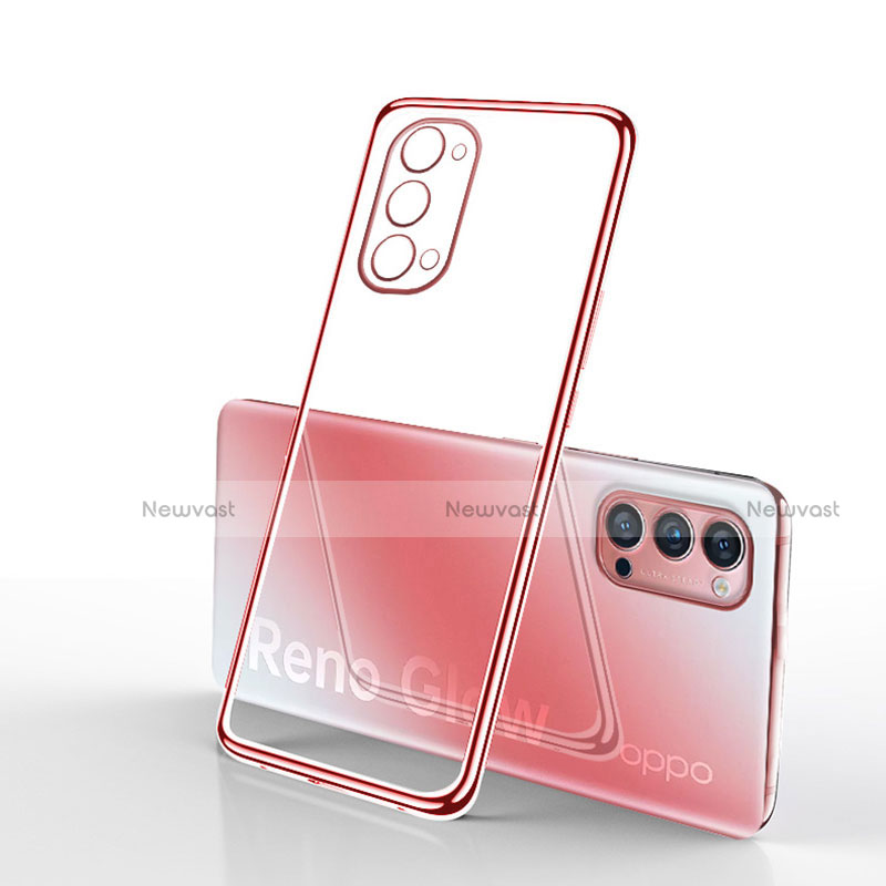 Ultra-thin Transparent TPU Soft Case Cover S01 for Oppo Reno4 5G Red