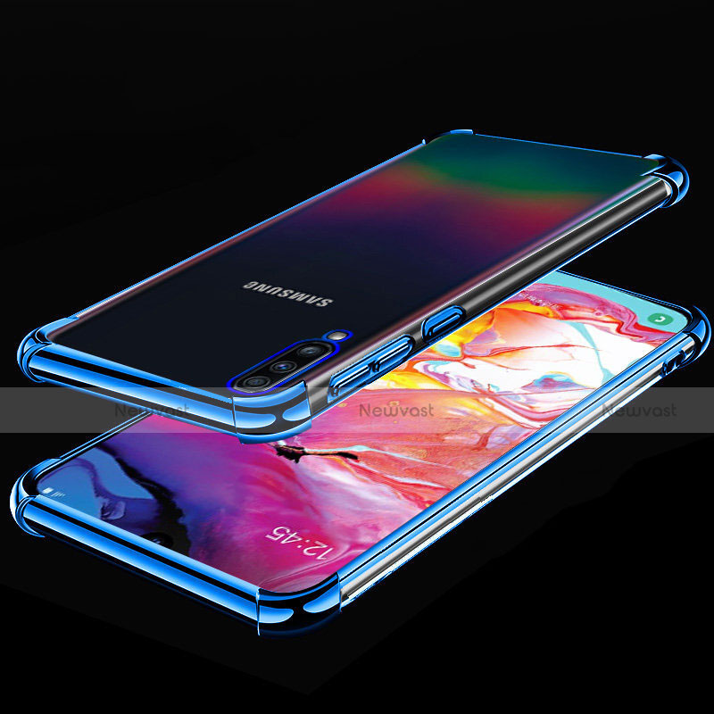 Ultra-thin Transparent TPU Soft Case Cover S01 for Samsung Galaxy A70 Blue