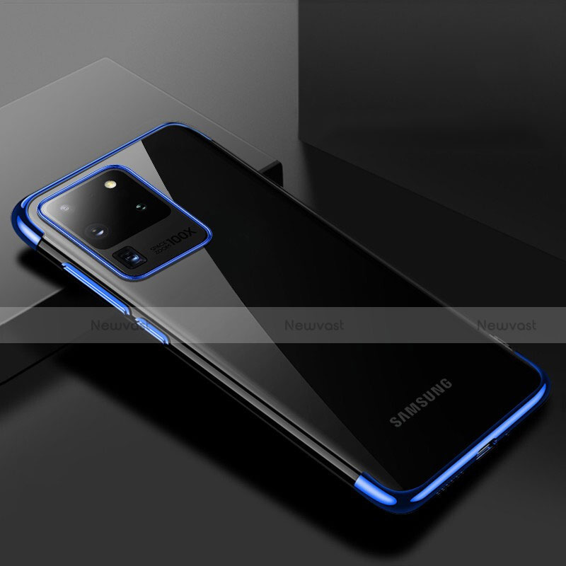 Ultra-thin Transparent TPU Soft Case Cover S01 for Samsung Galaxy S20 Ultra 5G Blue