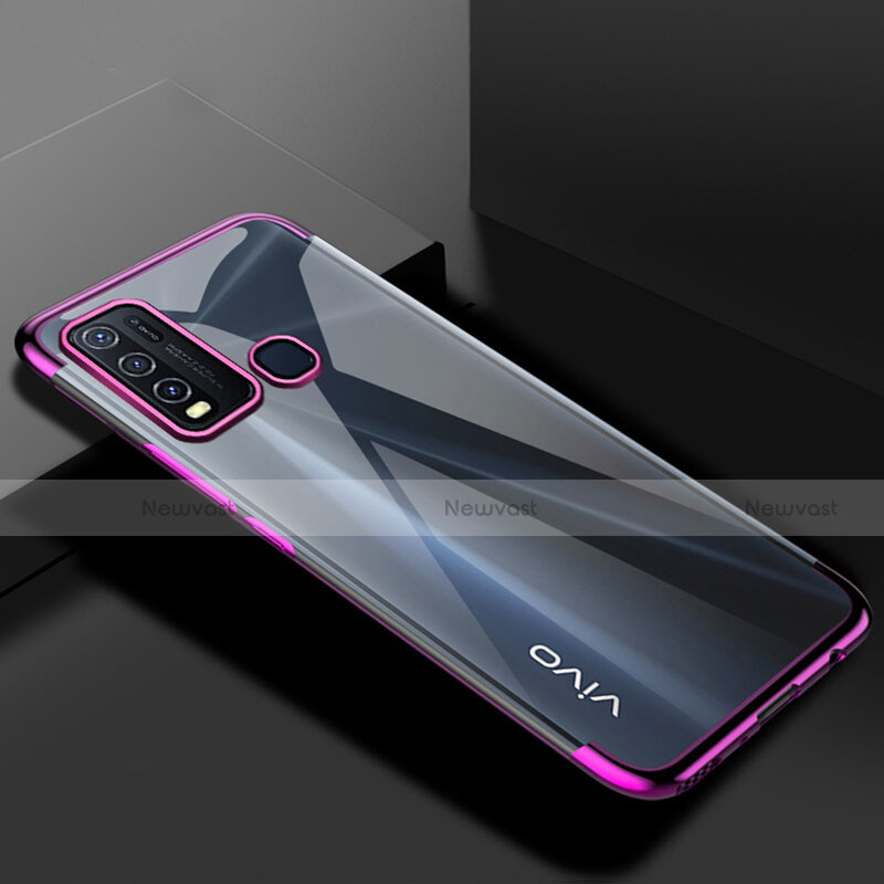 Ultra-thin Transparent TPU Soft Case Cover S01 for Vivo Y50 Purple