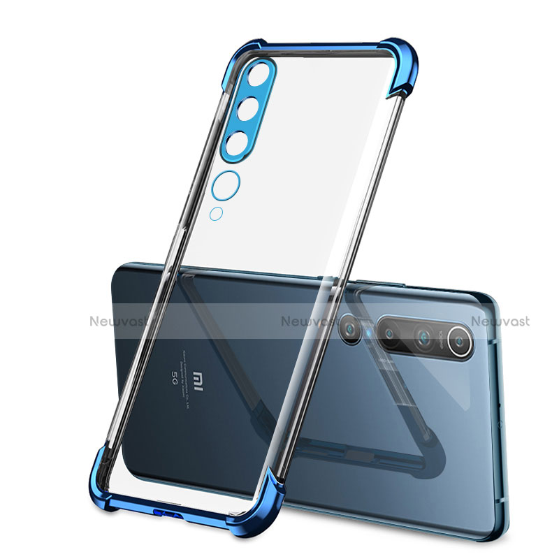 Ultra-thin Transparent TPU Soft Case Cover S01 for Xiaomi Mi 10 Blue