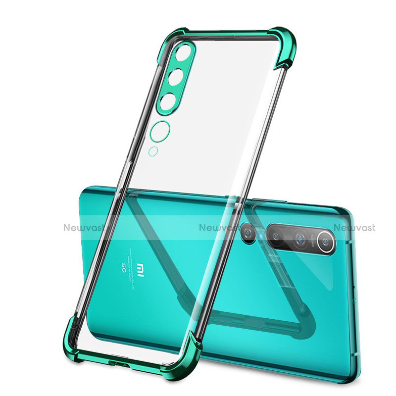 Ultra-thin Transparent TPU Soft Case Cover S01 for Xiaomi Mi 10 Green