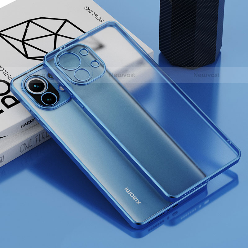 Ultra-thin Transparent TPU Soft Case Cover S01 for Xiaomi Mi 11 Lite 5G Blue