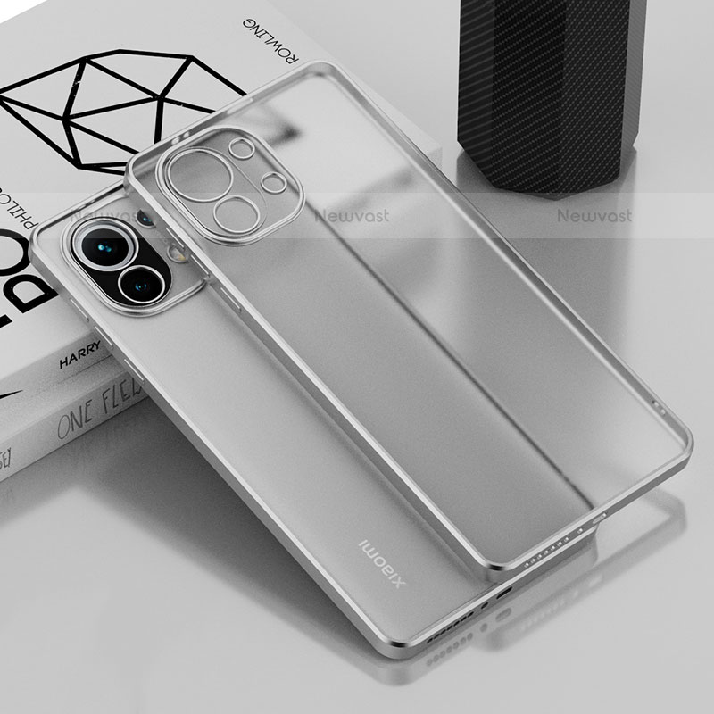 Ultra-thin Transparent TPU Soft Case Cover S01 for Xiaomi Mi 11 Lite 5G NE Silver