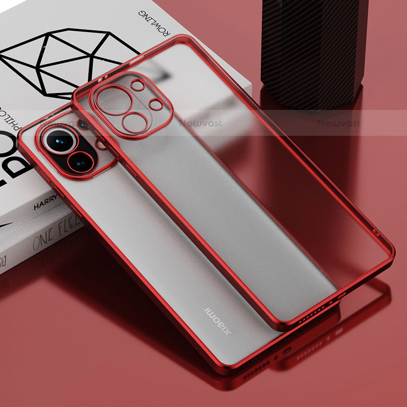 Ultra-thin Transparent TPU Soft Case Cover S01 for Xiaomi Mi 11 Lite 5G Red