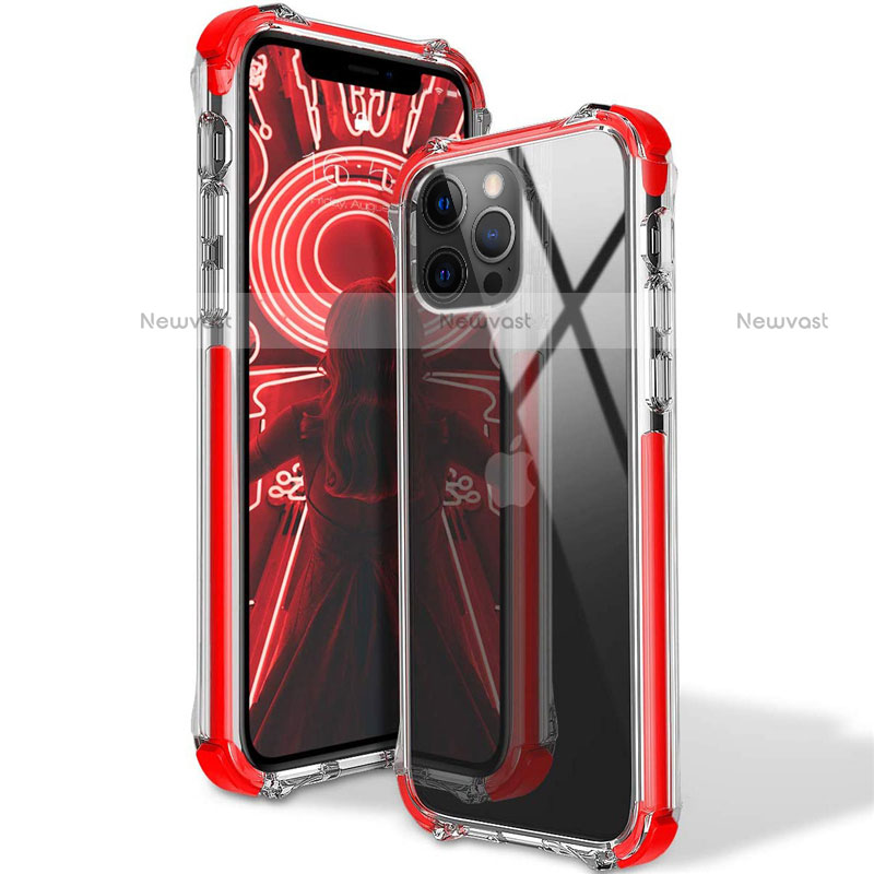 Ultra-thin Transparent TPU Soft Case Cover S02 for Apple iPhone 12 Pro Red