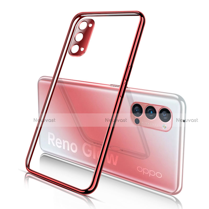 Ultra-thin Transparent TPU Soft Case Cover S02 for Oppo Reno4 5G Red