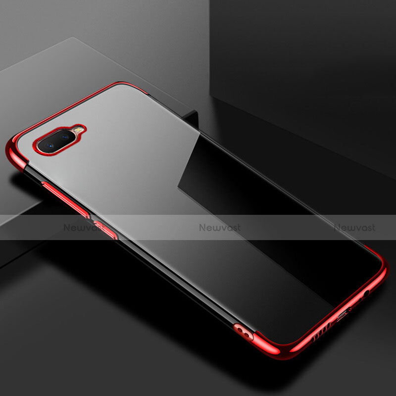 Ultra-thin Transparent TPU Soft Case Cover S02 for Oppo RX17 Neo Red