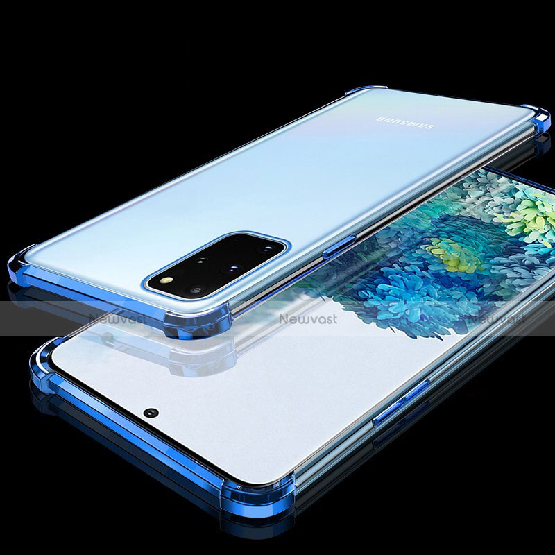 Ultra-thin Transparent TPU Soft Case Cover S02 for Samsung Galaxy S20 Plus Blue