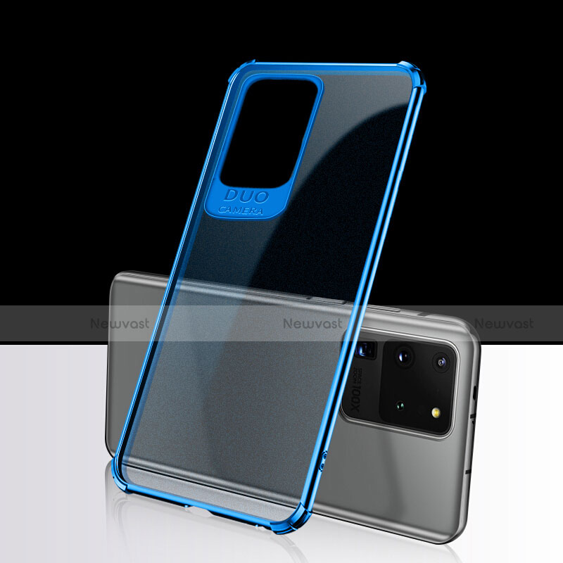 Ultra-thin Transparent TPU Soft Case Cover S02 for Samsung Galaxy S20 Ultra Blue