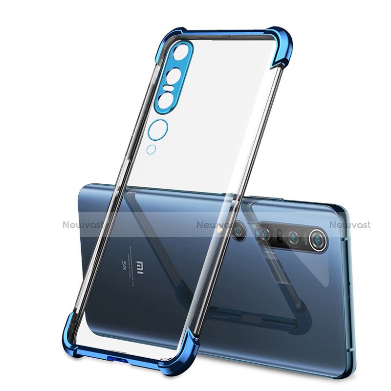 Ultra-thin Transparent TPU Soft Case Cover S02 for Xiaomi Mi 10 Pro Blue