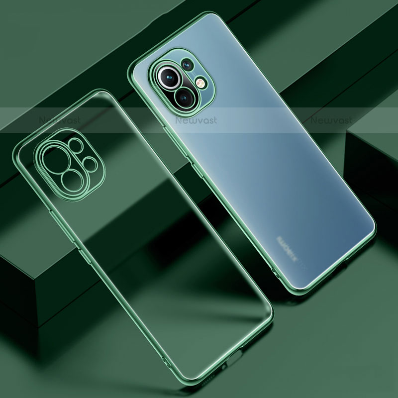 Ultra-thin Transparent TPU Soft Case Cover S02 for Xiaomi Mi 11 Lite 5G Green