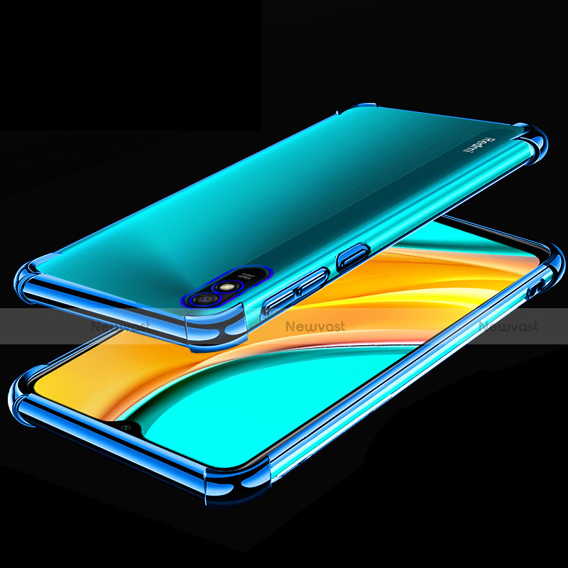 Ultra-thin Transparent TPU Soft Case Cover S02 for Xiaomi Redmi 9A Blue