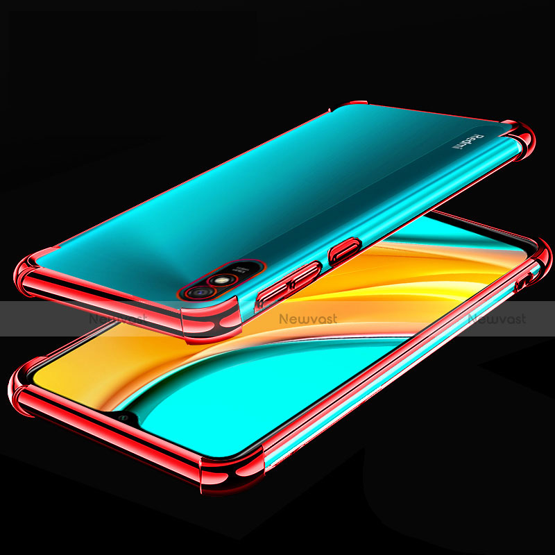 Ultra-thin Transparent TPU Soft Case Cover S02 for Xiaomi Redmi 9A Red
